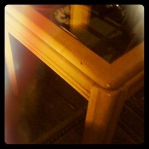 Pair of light oak end tables